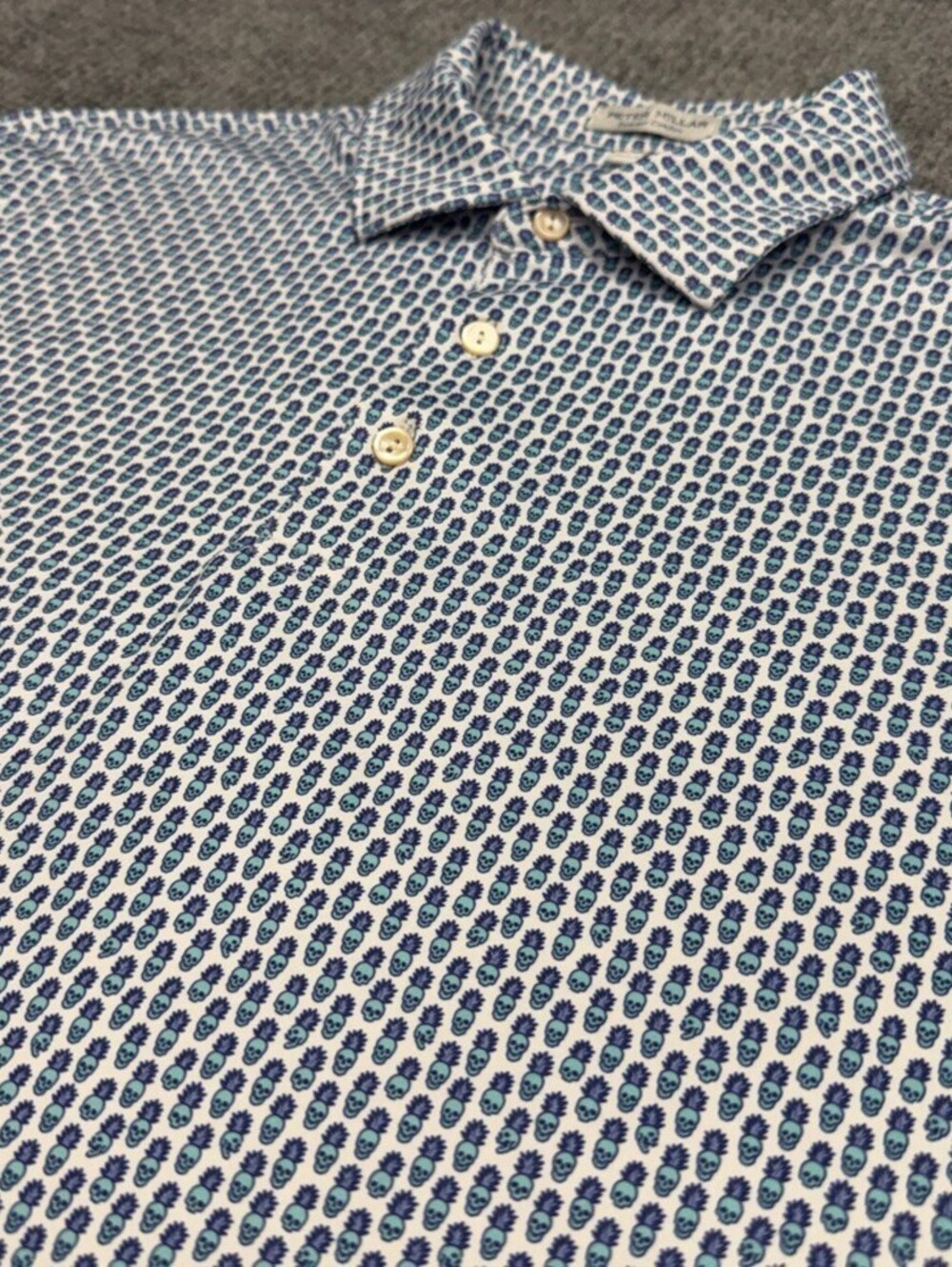 Peter Millar Summer Comfort Polo Shirt Mens M Pina Skullada AOP Geometric Golf